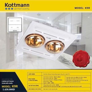 Đèn sưởi 2 bóng âm trần có ĐKTX – K9R