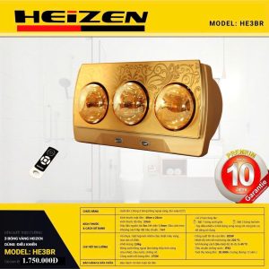 Đèn sưởi 3 bóng Heizen có điều khiển – HE3BR
