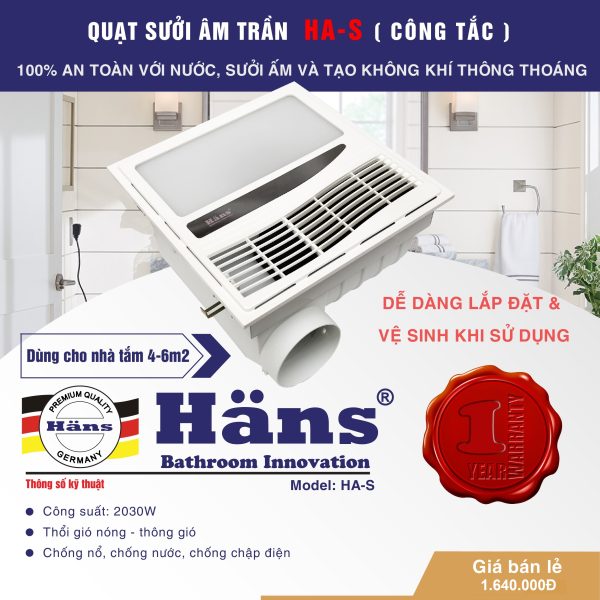Quạt thông gió âm trần công tắc – HAS